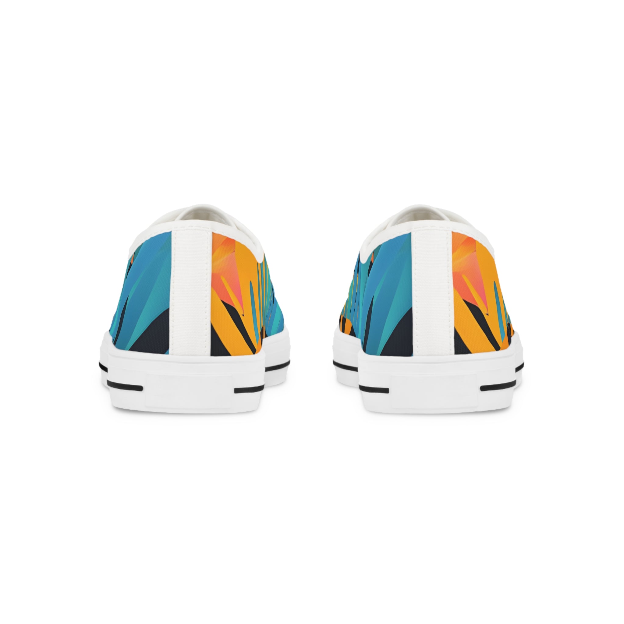 Palm Leaves x Tiger Stripes II Orange and Blue Men's Low Top Sneakers, Artsulli - Art is Long, Life is Short, Shoes, , , , , , , 