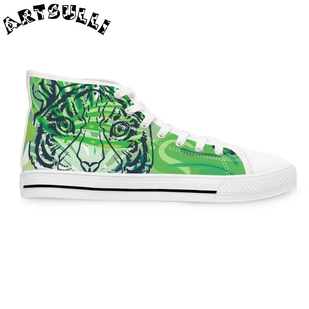 JAKKOUTTHEBXX Tropical Jungle Tigers Lime Green Women’s High Top