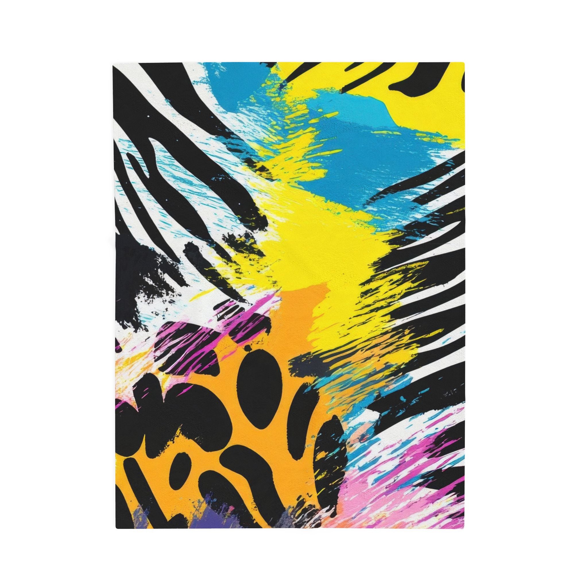 Zebra Stripes x Leopard Print x Paint Splatter Multi-Color Velveteen Plush Blanket, Artsulli - Art is Long, Life is Short, All Over Prints, Size, 30" × 40", , , , , 17925415166645