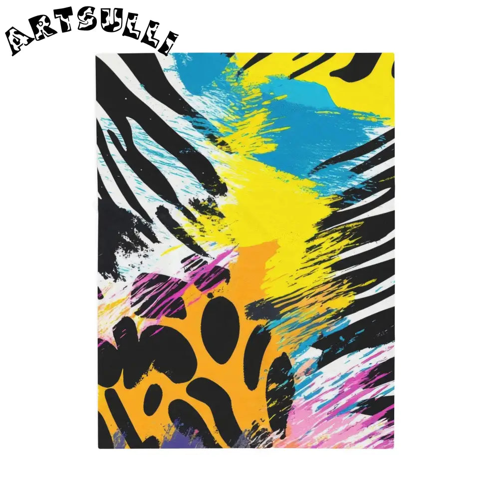 Zebra Stripes x Leopard Print x Paint Splatter Multi-Color Velveteen Plush Blanket, Artsulli - Art is Long, Life is Short, All Over Prints, Size, 30" × 40", , , , , 17925415166645