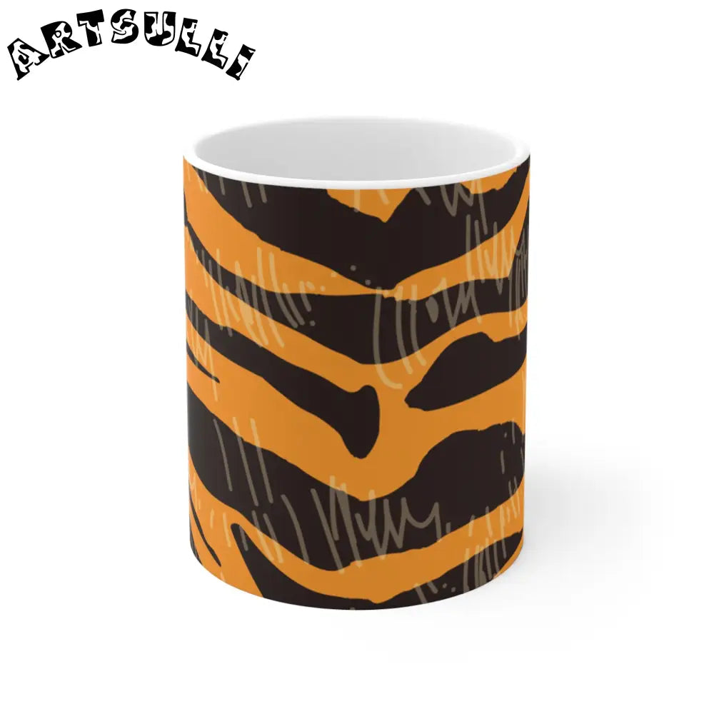 JAKKOUTTHEBXX Tiger Scratches Orange & Black Mug 11oz JAKKOUTTHEBXX