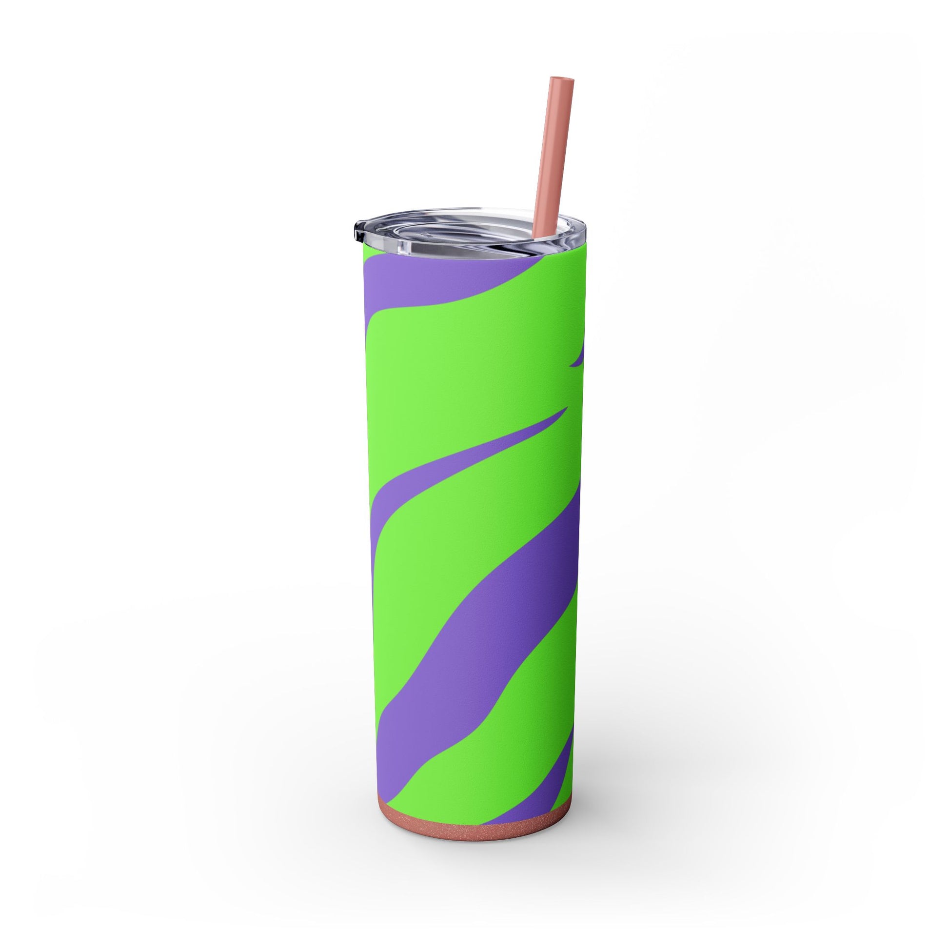 Tyrannosaurus Print Green and Purple Skinny Tumbler with Straw, 20oz, Artsulli - Art is Long, Life is Short, Mug, , , , , , , 