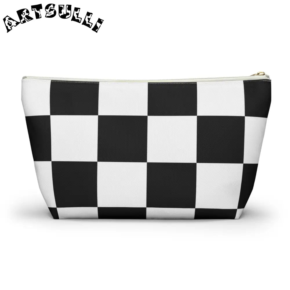 JAKKOUTTHEBXX Checkerboard Black and White Accessory Pouch w