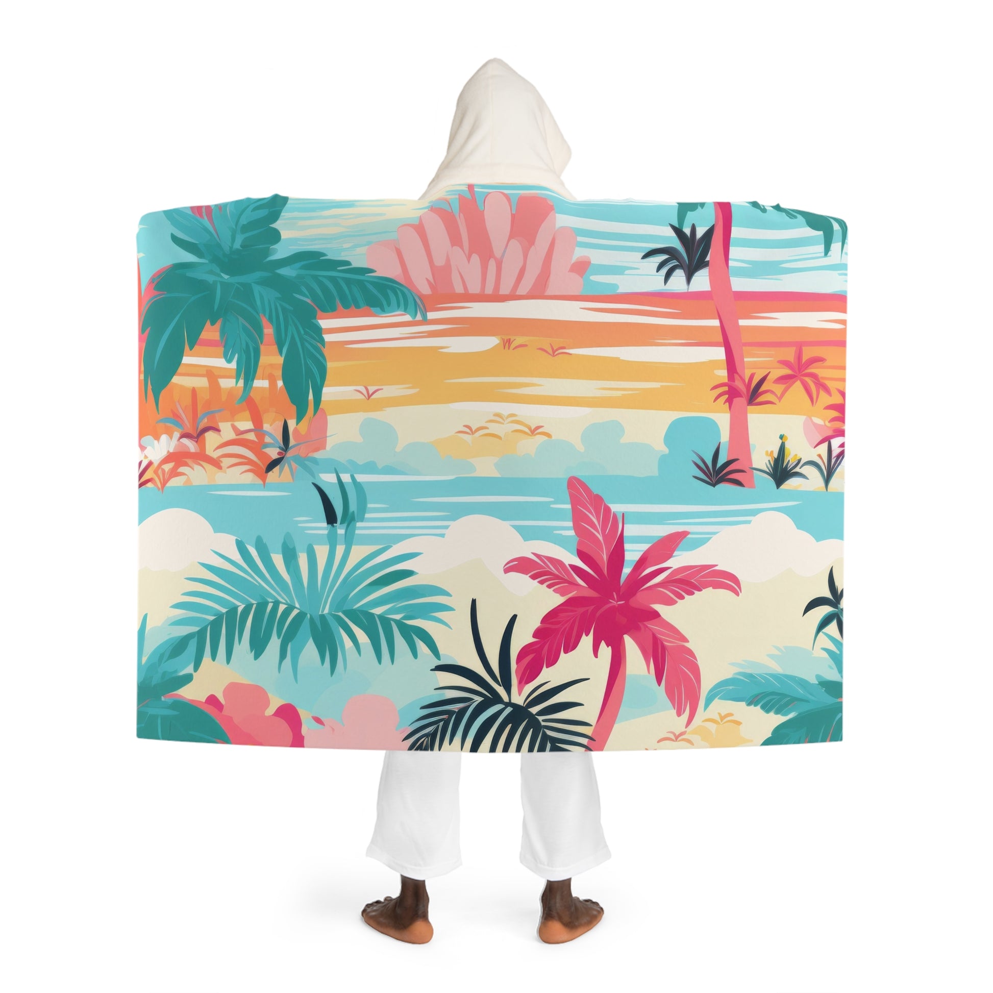 Afshar Island Dream Hooded Sherpa Fleece Blanket, Artsulli - Art is Long, Life is Short, All Over Prints, , , , , , , 
