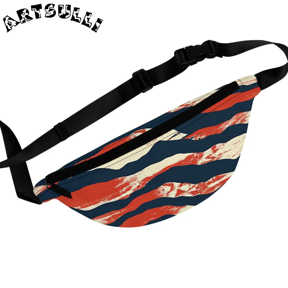 JAKKOUTTHEBXX Abstract Red White and Blue Art Printed Fanny Pack