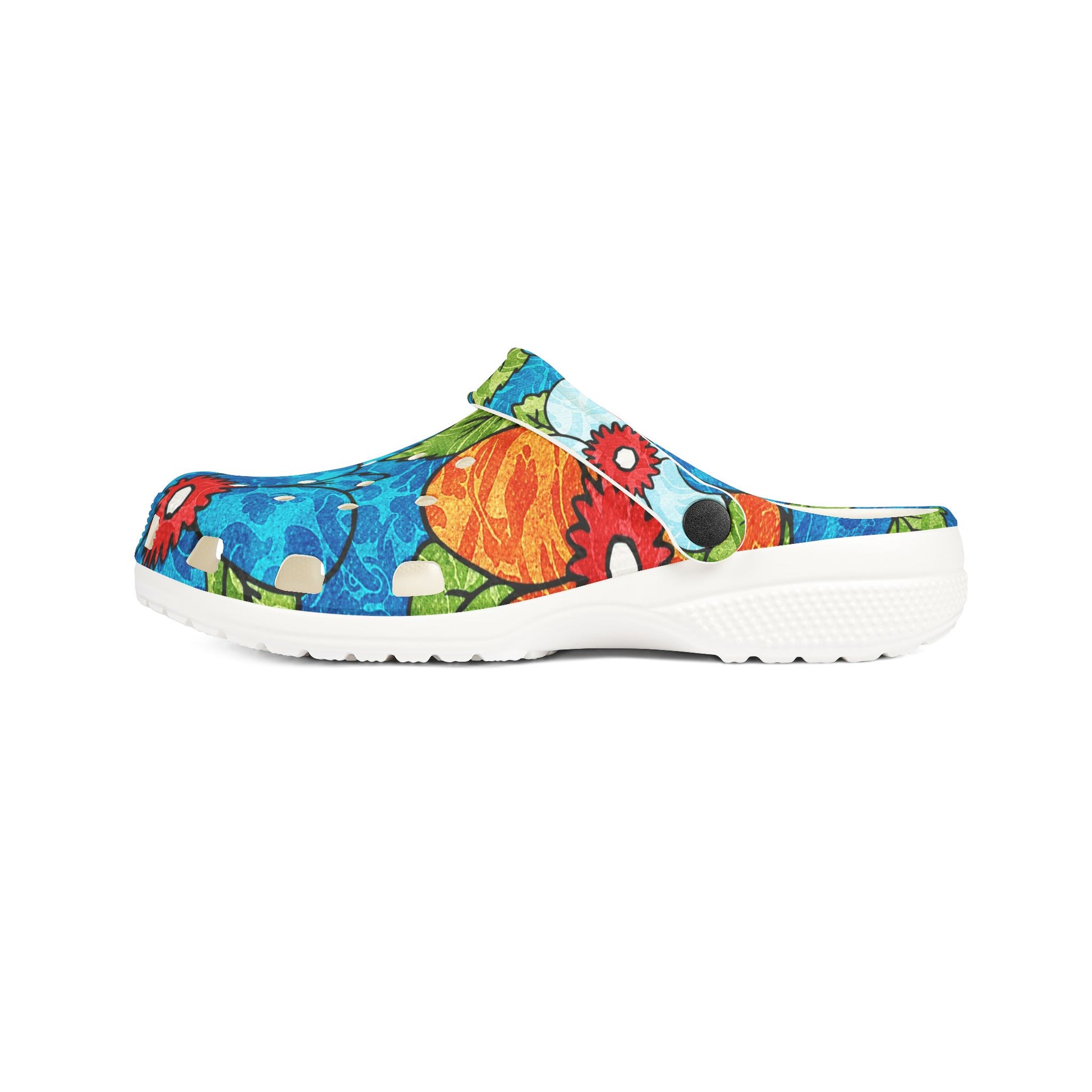 Blue Orange Groovy EVA Foam Rubber Shoes (AOP), Artsulli - Art is Long, Life is Short, Shoes, , , , , , , 