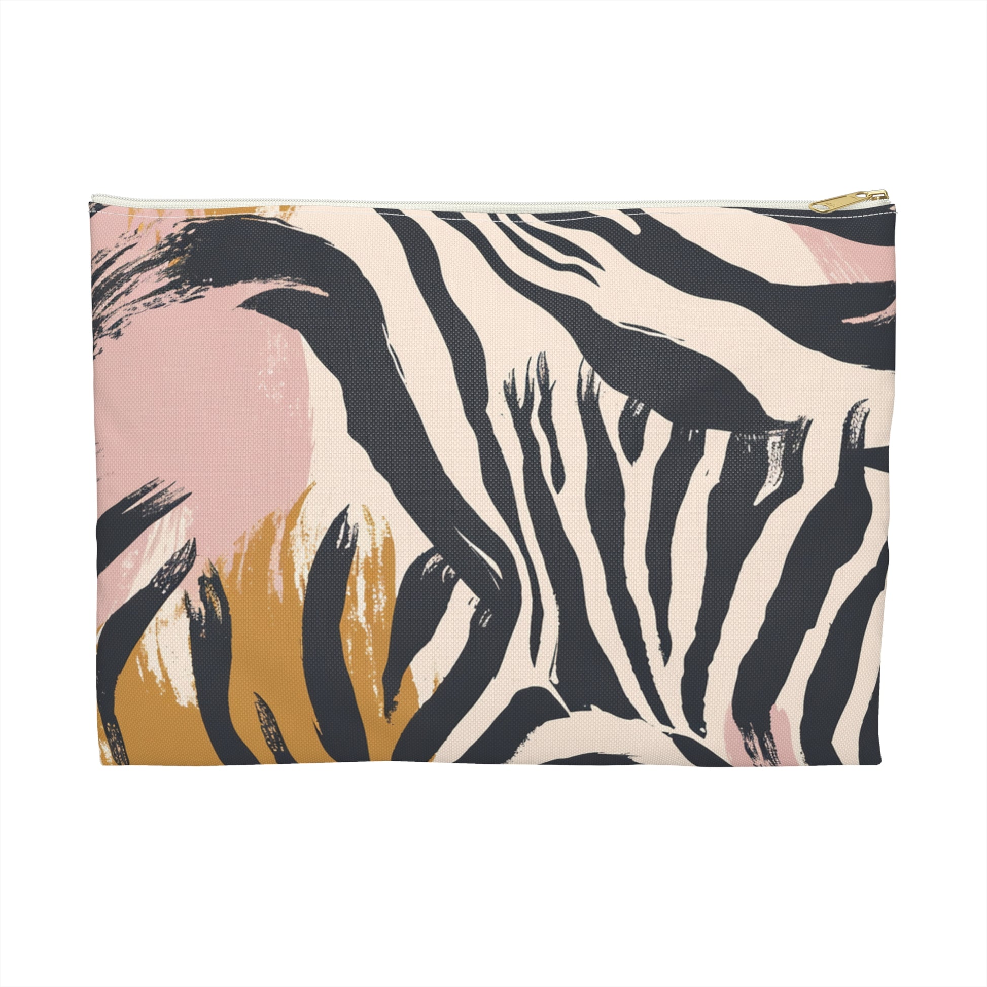 Zebra Brush Strokes Accessory Pouch, Artsulli - Art is Long, Life is Short, Bags, Size, Large, Color, White zipper, , , 17503160328249