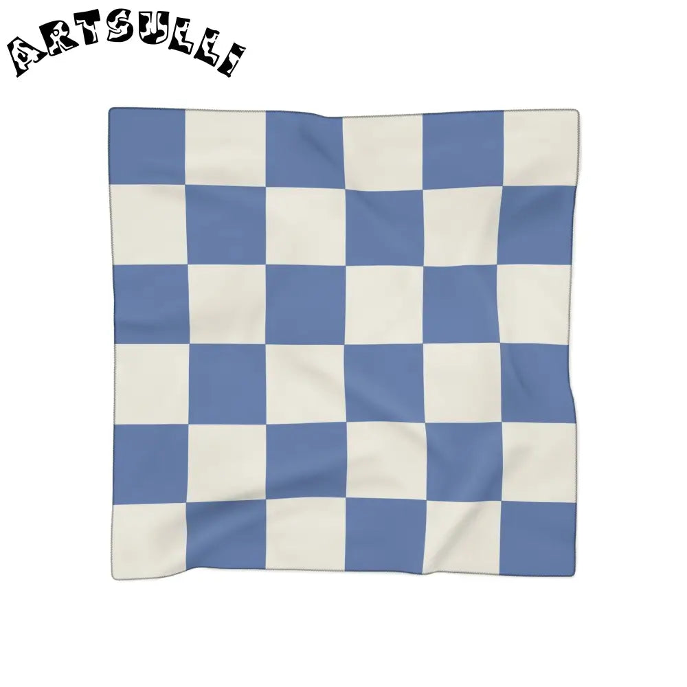 JAKKOUTTHEBXX Checkerboard Blue Poly Scarf JAKKOUTTHEBXX Artsulli