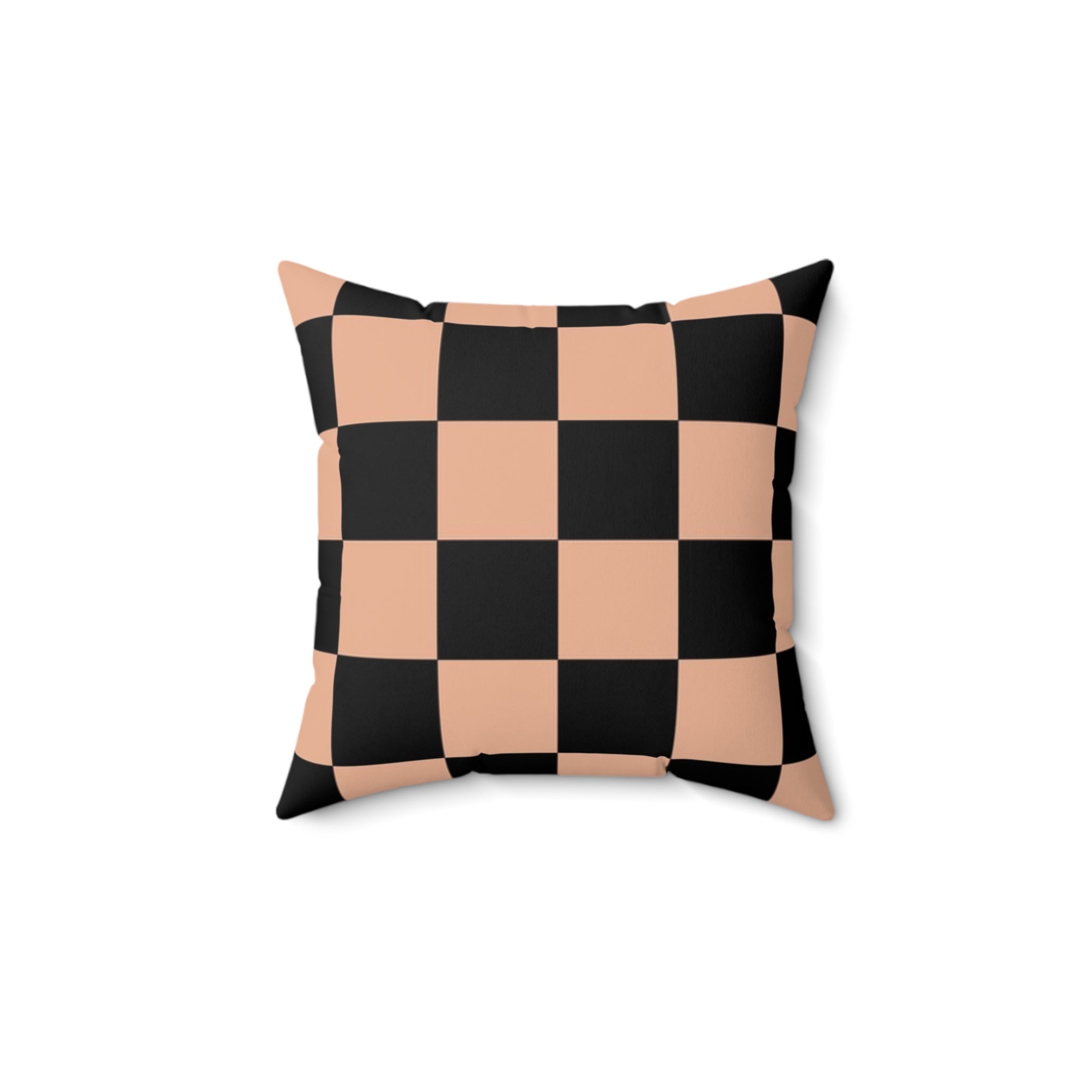 Checkerboard Soft Orange and Black Spun Polyester Square Pillow, Artsulli - Art is Long, Life is Short, Home Decor, , , , , , , 