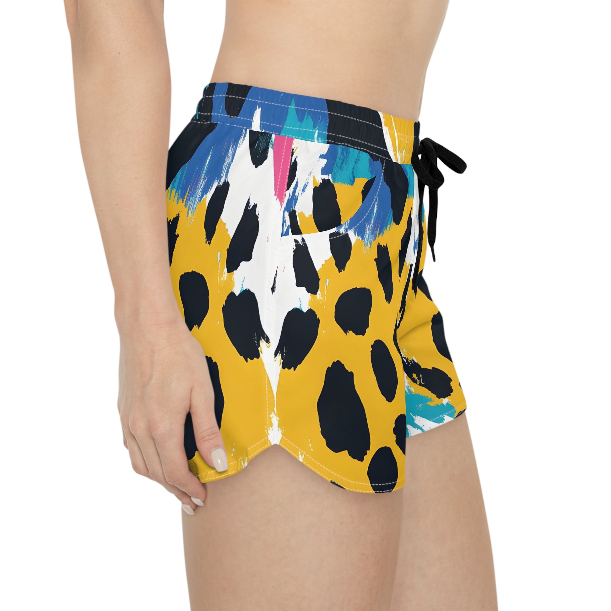 Leopard Print x Paint Brush Strokes Multi-Color Women's Casual Shorts (AOP), Artsulli - Art is Long, Life is Short, All Over Prints, , , , , , , 