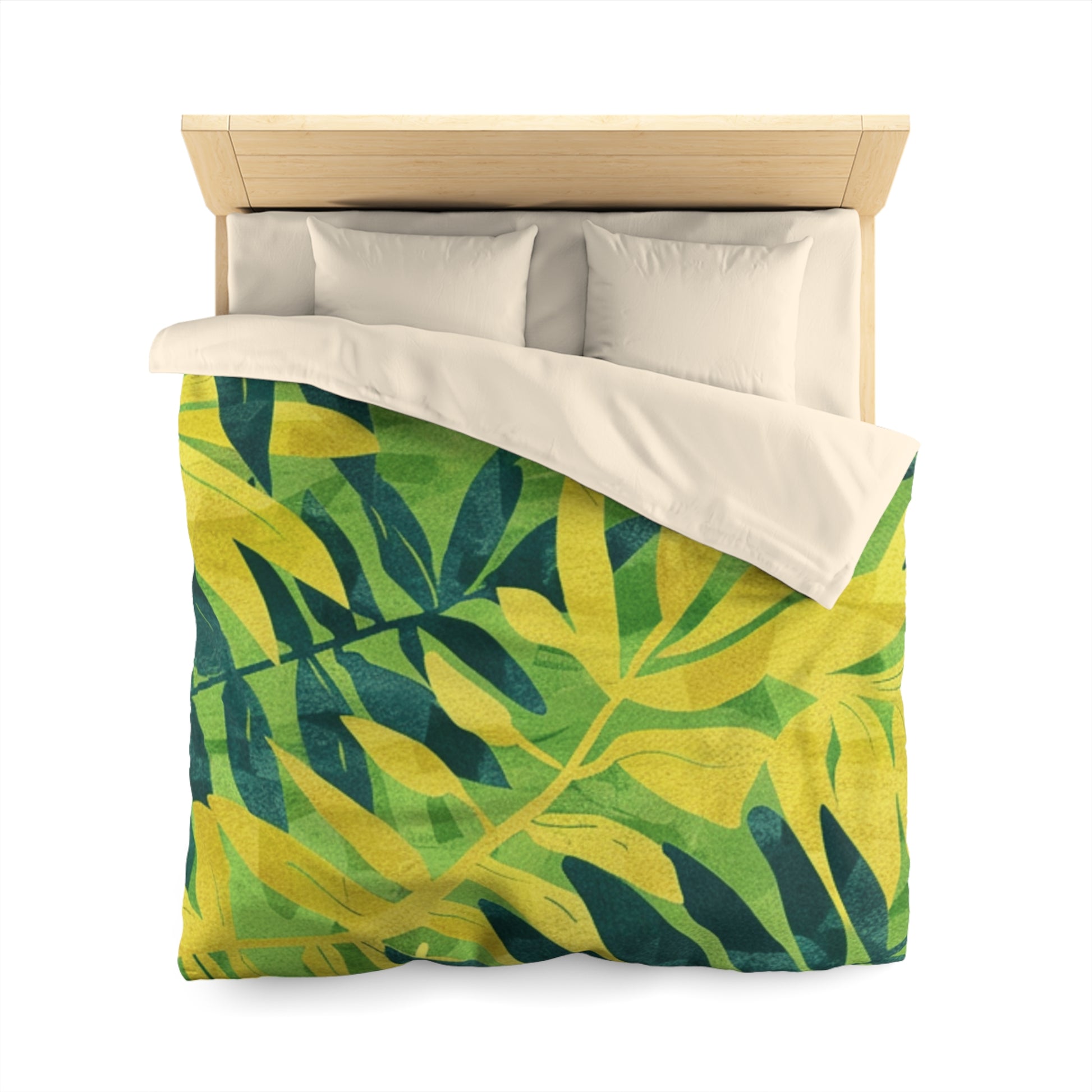 Green Leaf x Yellow Leaf x Tropical x Jungle Microfiber Duvet Cover, Artsulli - Art is Long, Life is Short, Home Decor, , , , , , , 