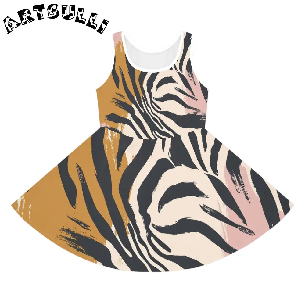 JAKKOUTTHEBXX Colorful Abstract Zebra Print Sleeveless Sundress