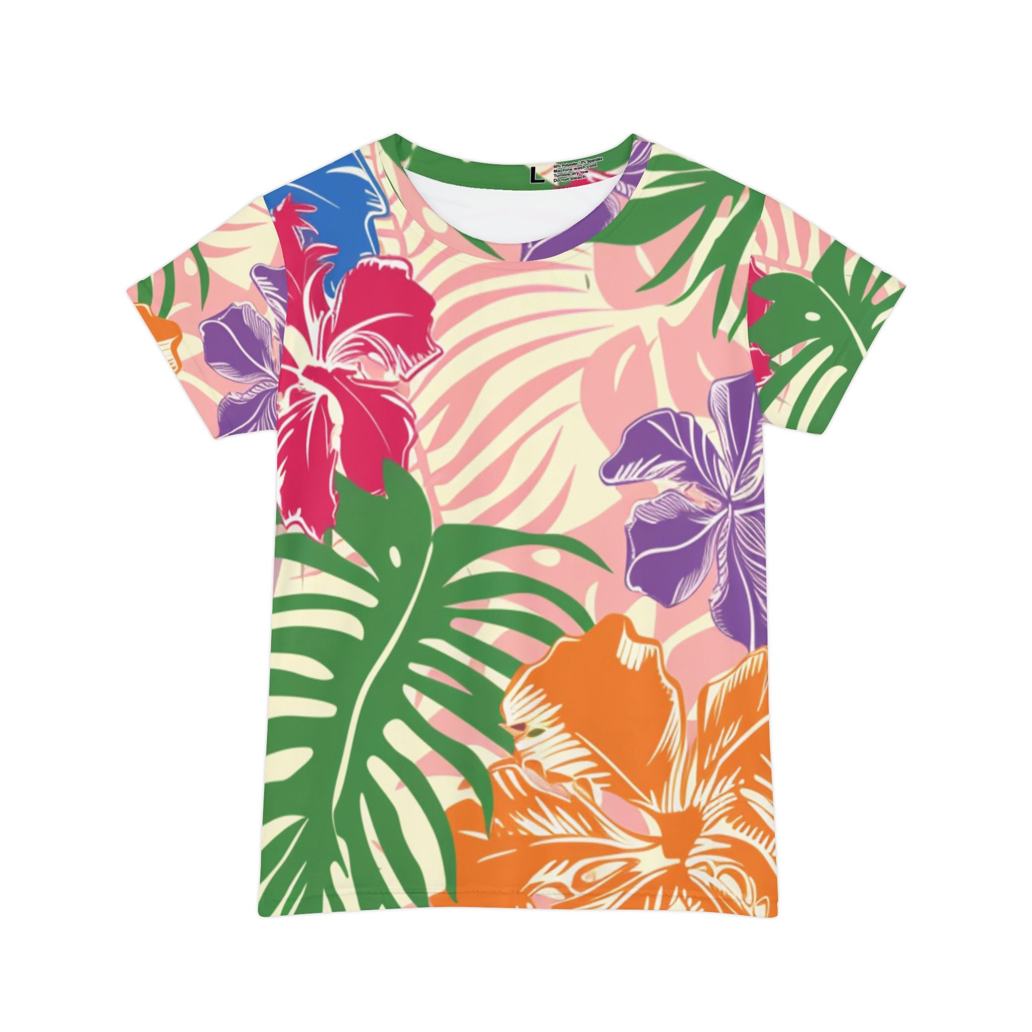 Blooming Tropical Flowers Women's Short Sleeve Shirt (AOP), Artsulli - Art is Long, Life is Short, All Over Prints, Size, XS, , , , , 82050484761428455919