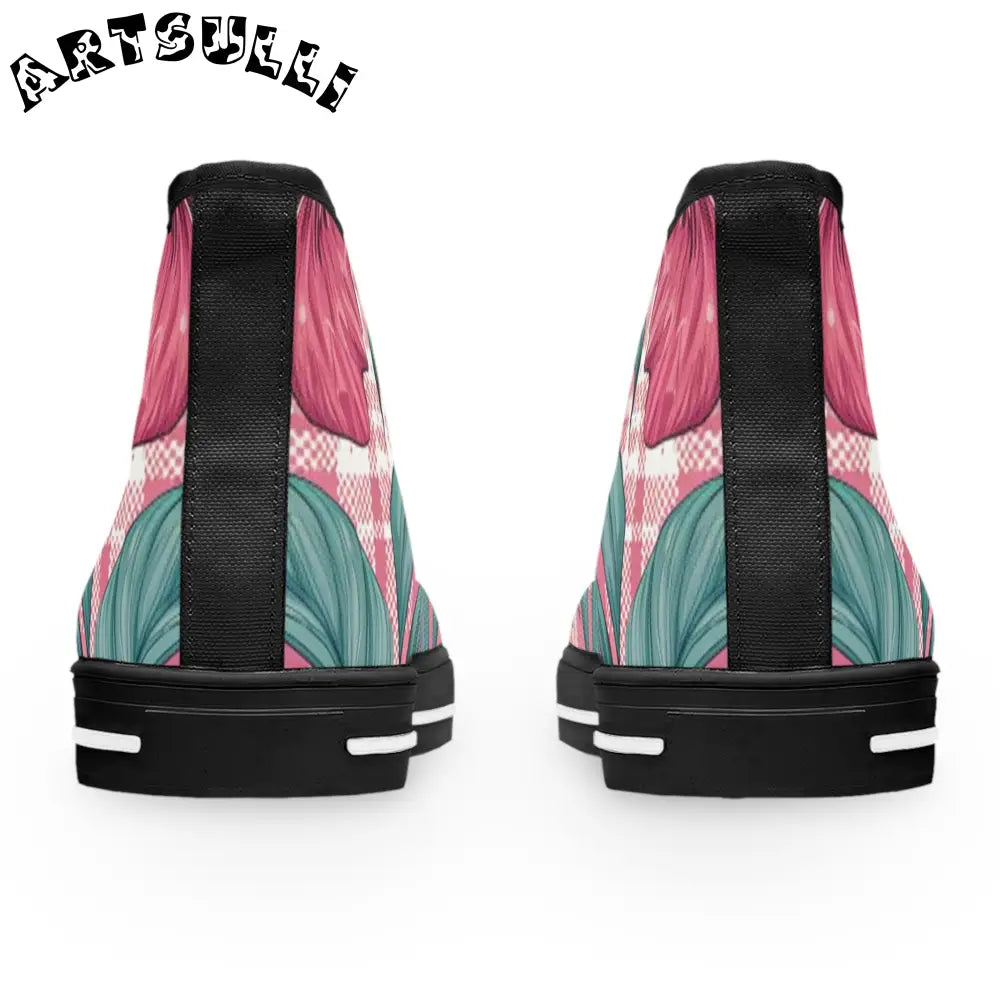 JAKKOUTTHEBXX Plaid x Floral Burgundy and Green Women’s High Top