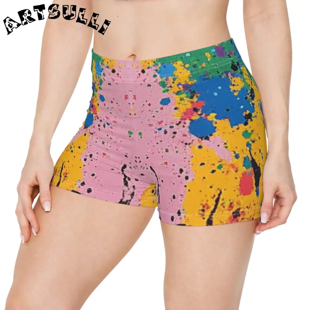 JAKKOUTTHEBXX The Colors Of Paint Splatter Women’s Shorts (AOP)