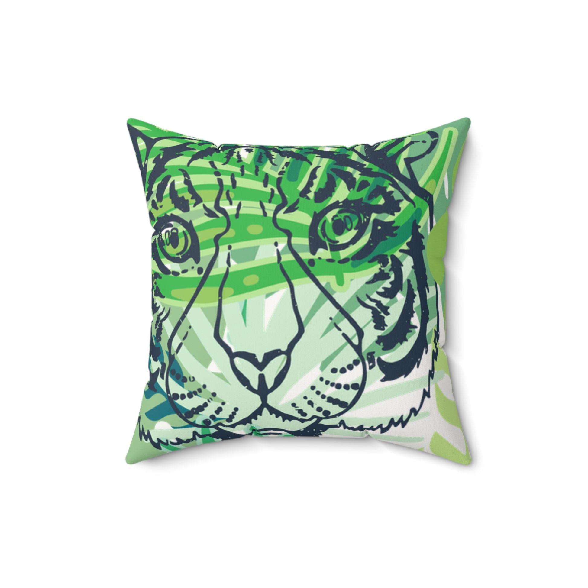 Tropical Jungle Tigers Green Faux Suede Square Pillow, Artsulli - Art is Long, Life is Short, Home Decor, , , , , , , 