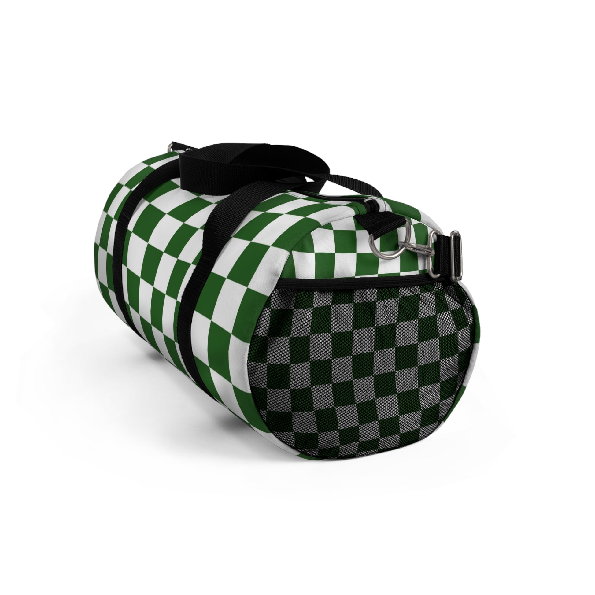 Checkerboard White and Dark Green Duffel Bag, Artsulli - Art is Long, Life is Short, Bags, , , , , , , 
