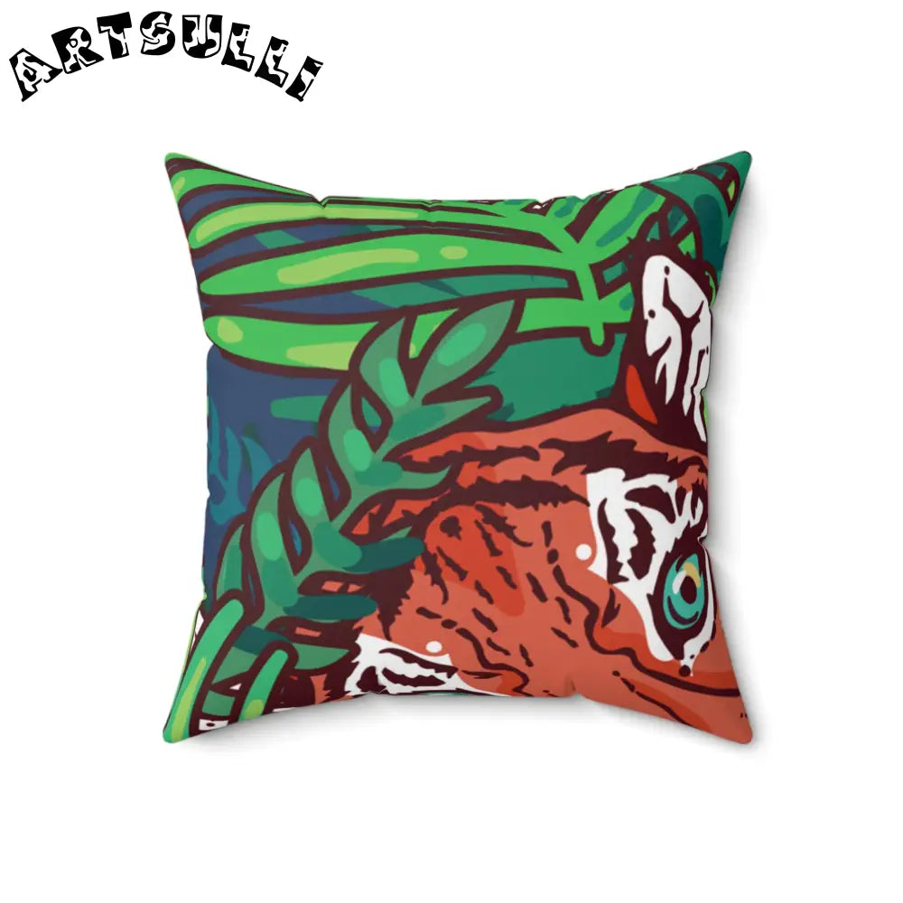 JAKKOUTTHEBXX Tropical Jungle Tigers Blue and Green Spun Polyester