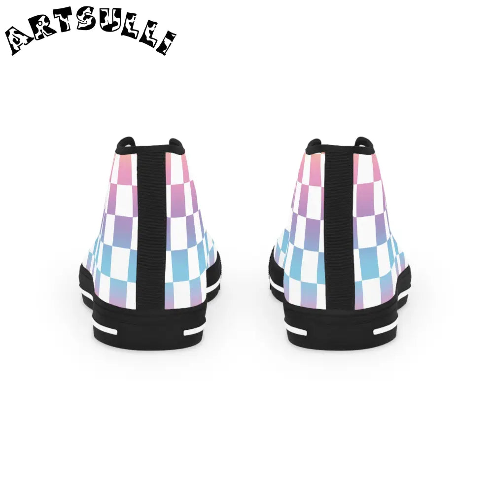 JAKKOUTTHEBXX Vaporwave Check Men’s High Top Sneakers JAKKOUTTHEBXX