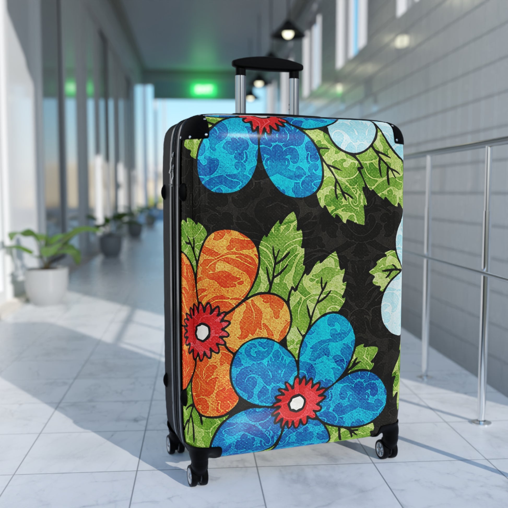 Groovy Black Floral Kl Suitcase, Artsulli - Art is Long, Life is Short, Bags, , , , , , , 