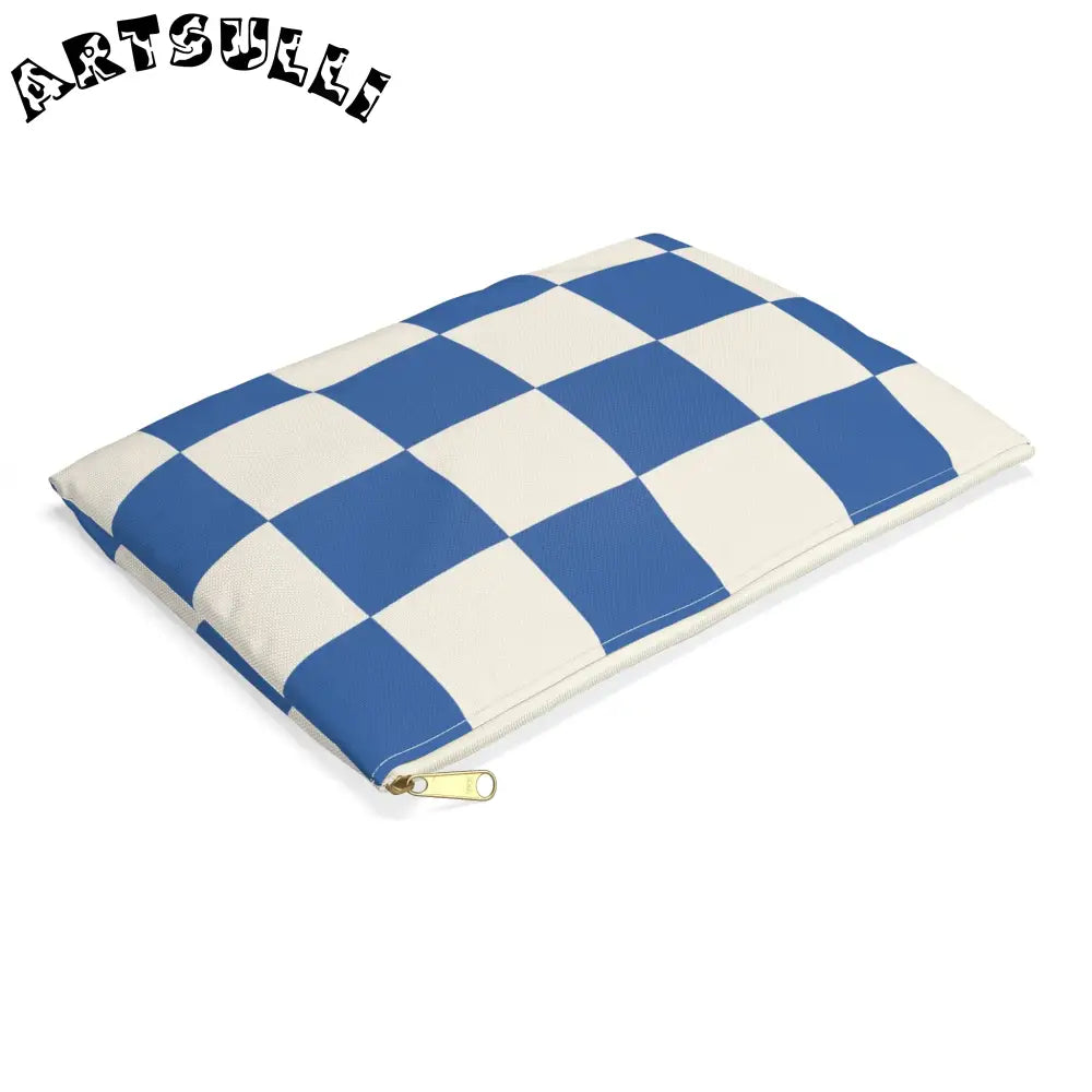 JAKKOUTTHEBXX Checkerboard Blue Accessory Pouch JAKKOUTTHEBXX