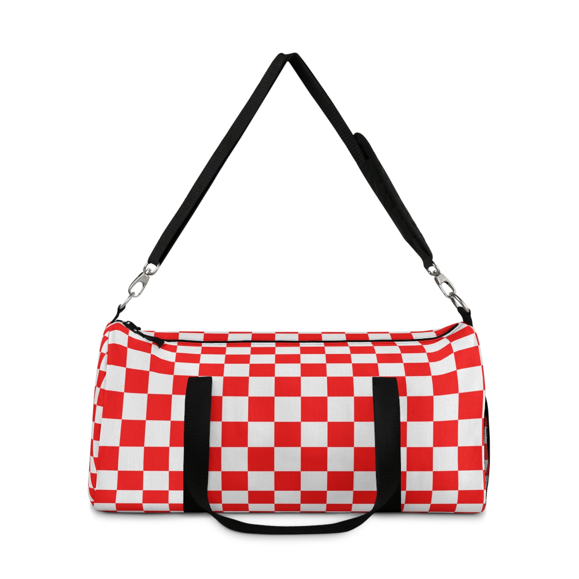 Checkerboard II Red and White Duffel Bag, Artsulli - Art is Long, Life is Short, Bags, , , , , , , 