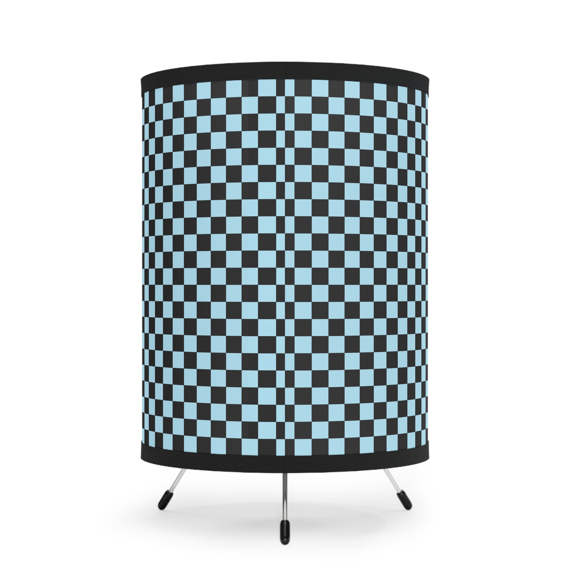 Checkerboard Black and Blue Tripod Lamp with High-Res Printed Shade, US\CA plug, Artsulli - Art is Long, Life is Short, Home Decor, , , , , , , 