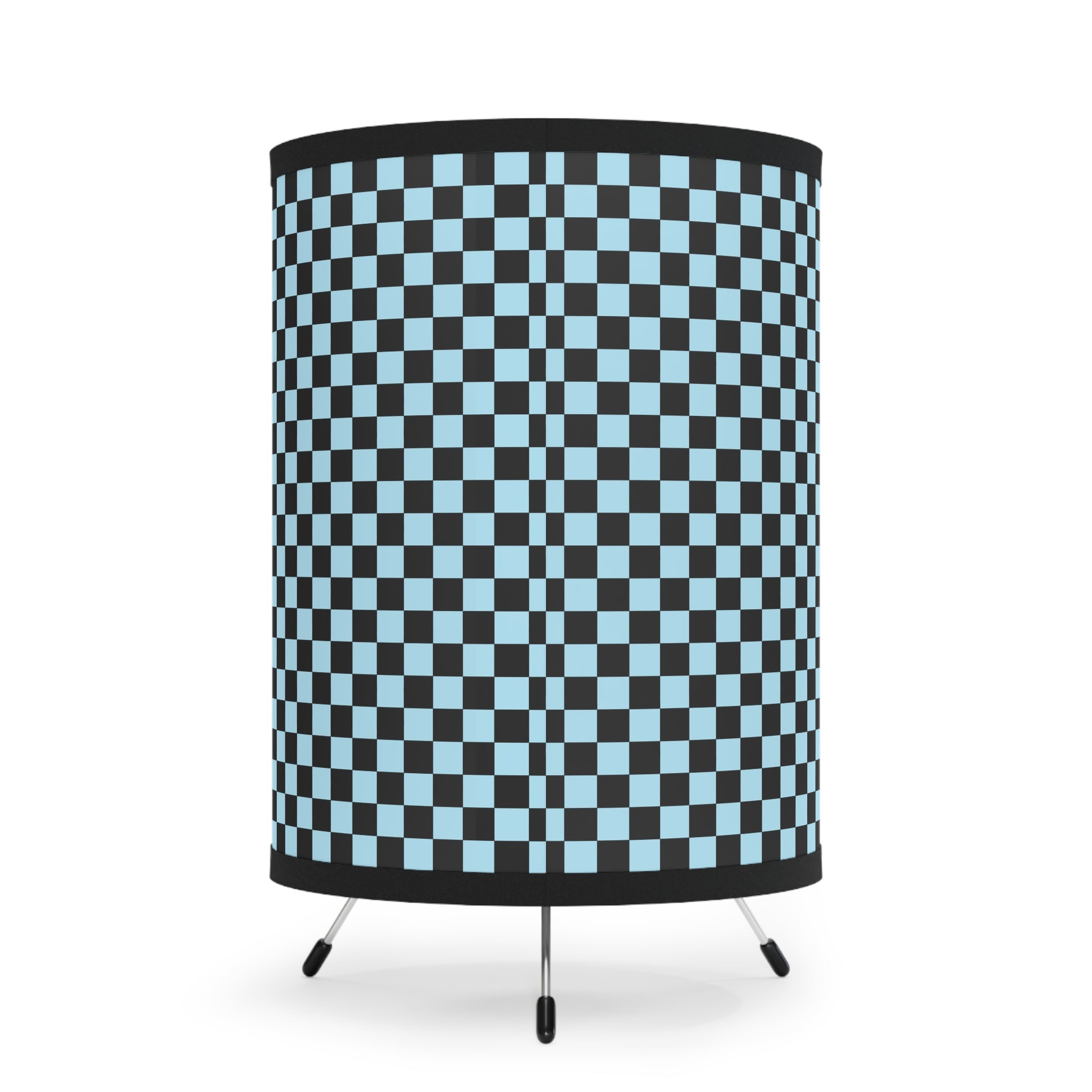 Checkerboard Black and Blue Tripod Lamp with High-Res Printed Shade, US\CA plug, Artsulli - Art is Long, Life is Short, Home Decor, , , , , , , 