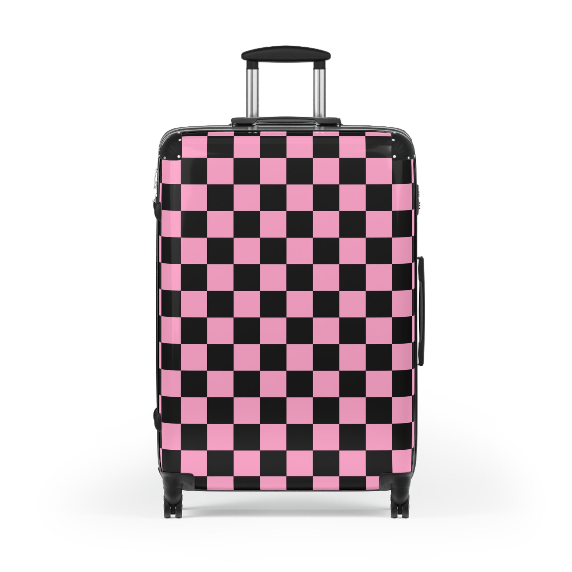 Checkerboard Black and Pink Suitcase, Artsulli - Art is Long, Life is Short, Bags, , , , , , , 