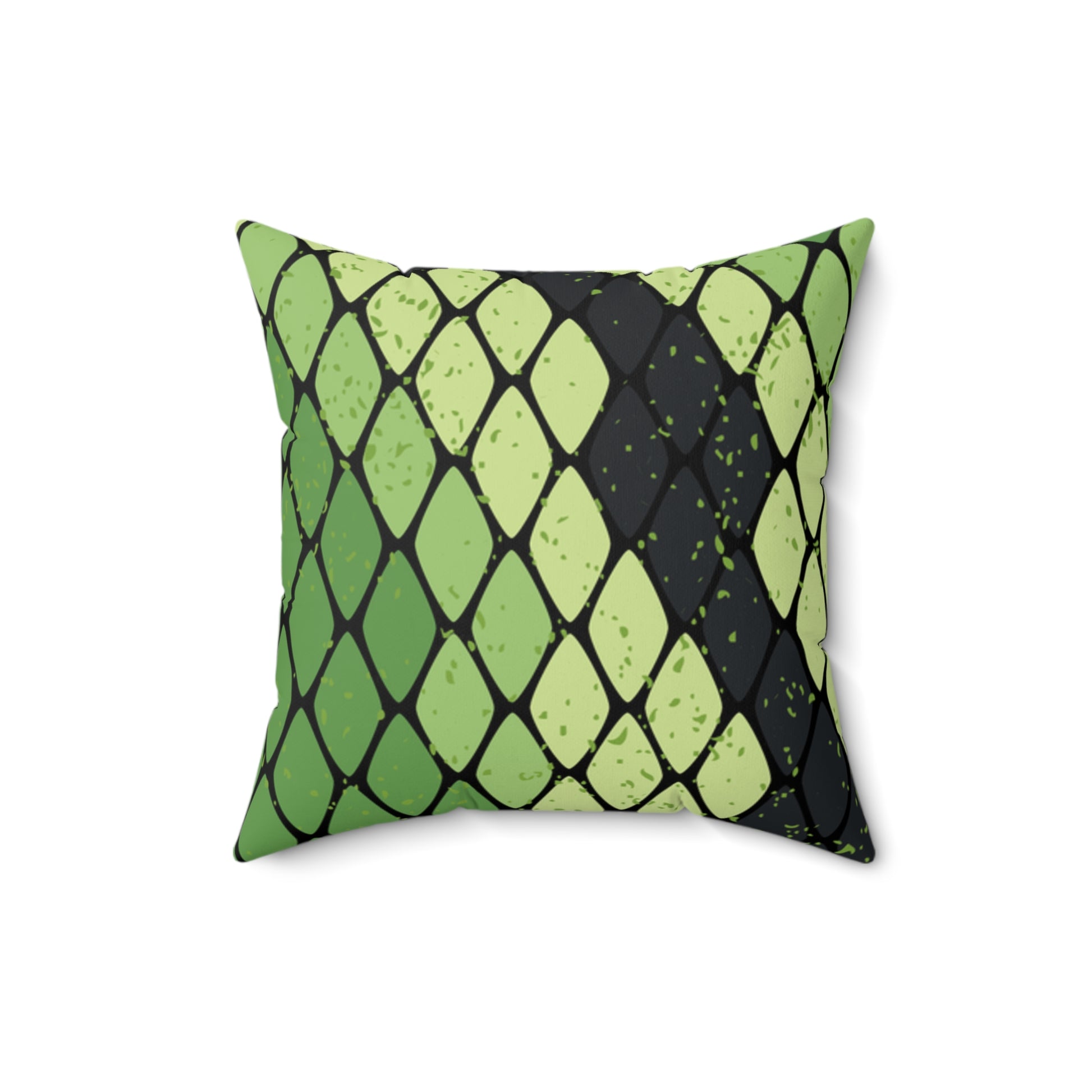 Snake Skin Green and Black Faux Suede Square Pillow, Artsulli - Art is Long, Life is Short, Home Decor, Size, 16" × 16", , , , , 11175052842188