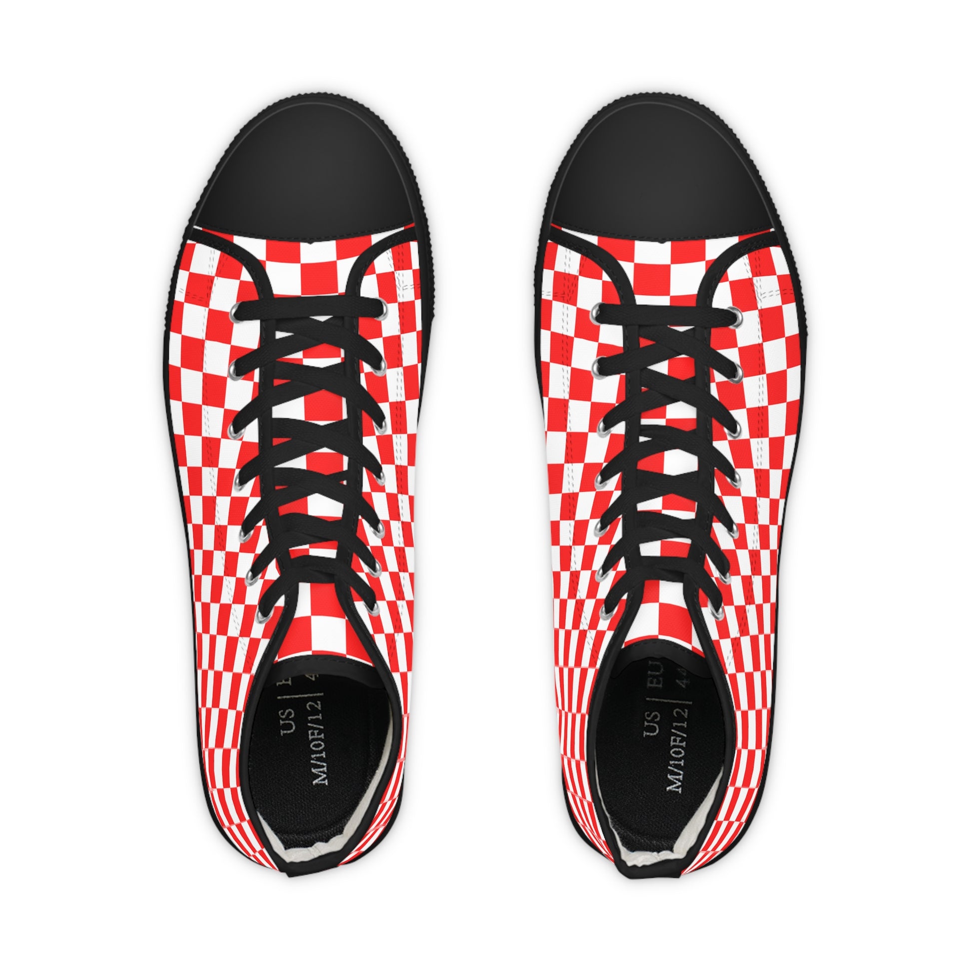 Checkerboard II Red and White Copy of Men's High Top Sneakers, Artsulli - Art is Long, Life is Short, Shoes, , , , , , , 