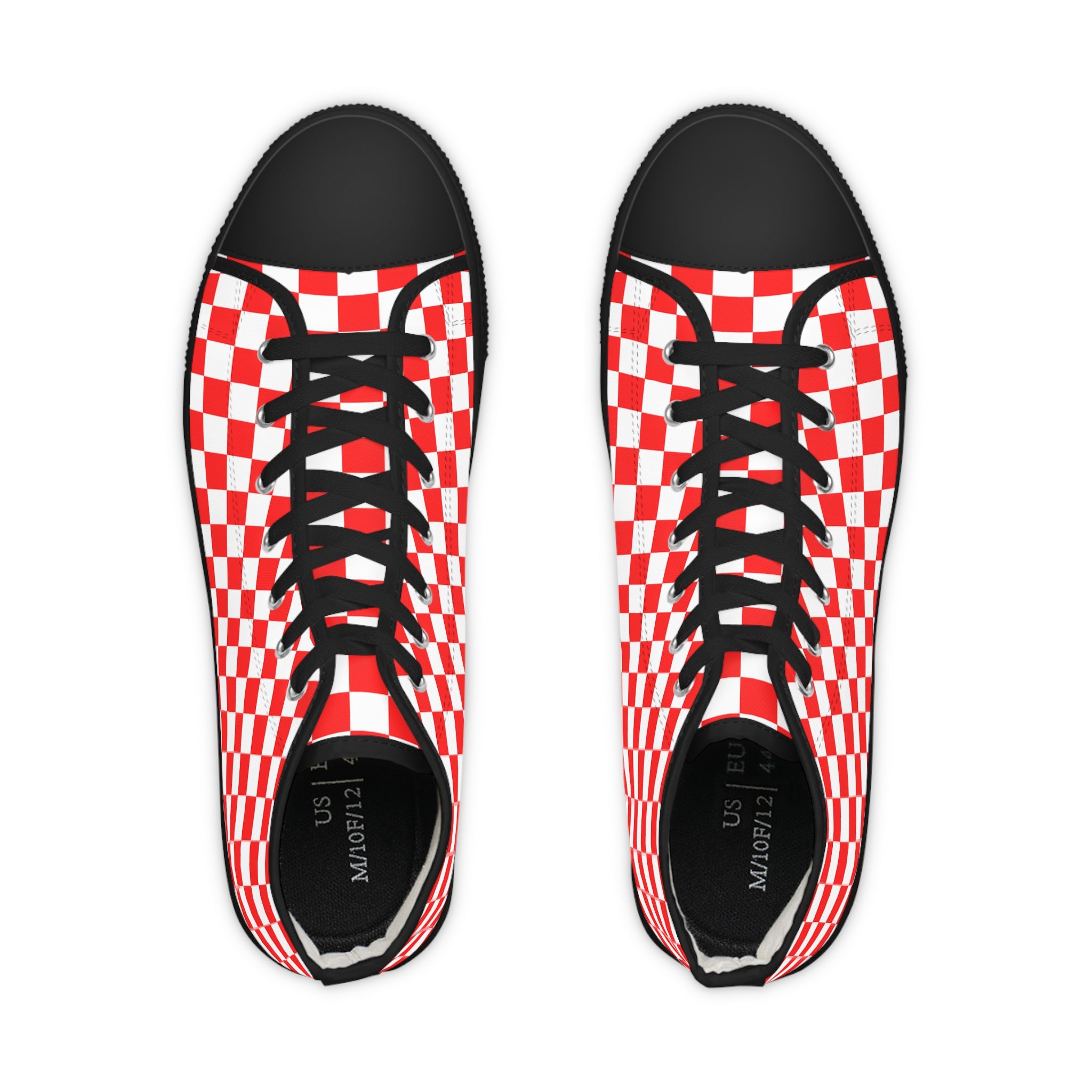 Checkerboard II Red and White Copy of Men's High Top Sneakers, Artsulli - Art is Long, Life is Short, Shoes, , , , , , , 