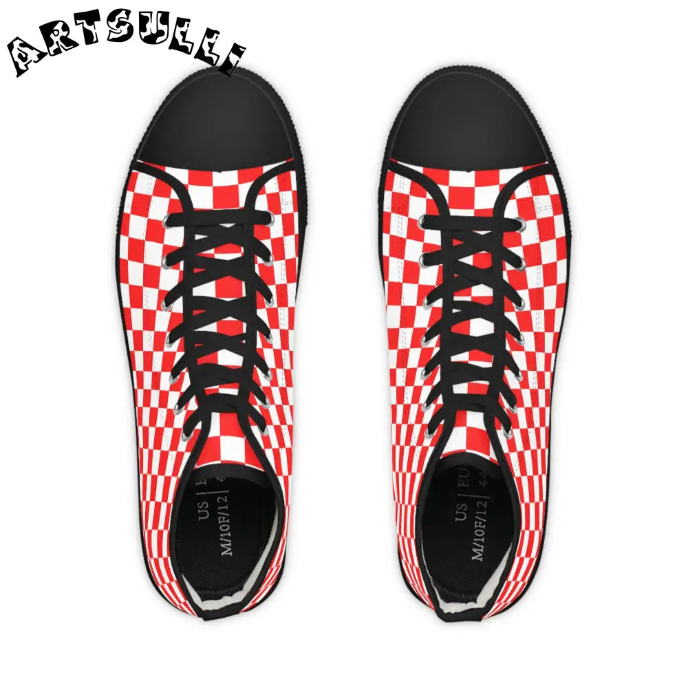 JAKKOUTTHEBXX Checkerboard II Red and White Copy of Men’s High Top