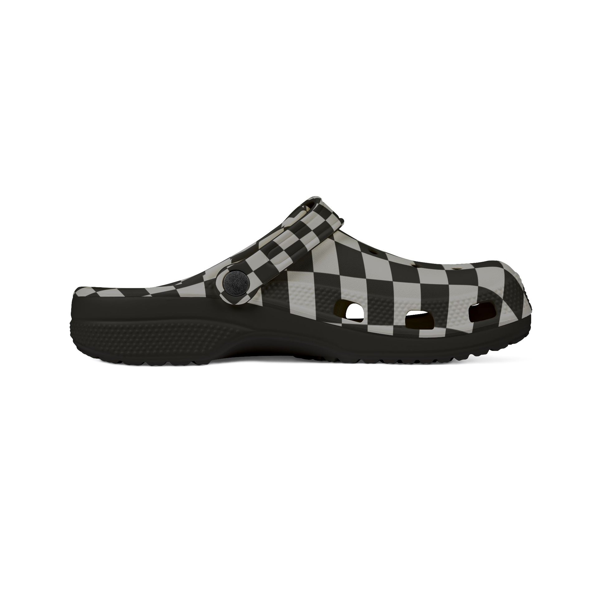 Checkerboard Dada Black and Light Gray EVA Foam Rubber Shoes (AOP), Artsulli - Art is Long, Life is Short, Shoes, , , , , , , 