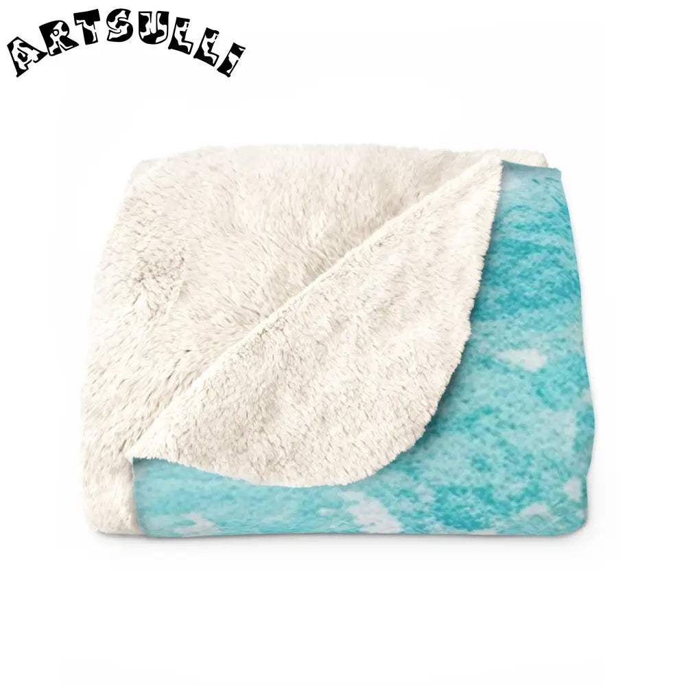 JAKKOUTTHEBXX Turquoise Waves Fleece Blanket JAKKOUTTHEBXX Artsulli