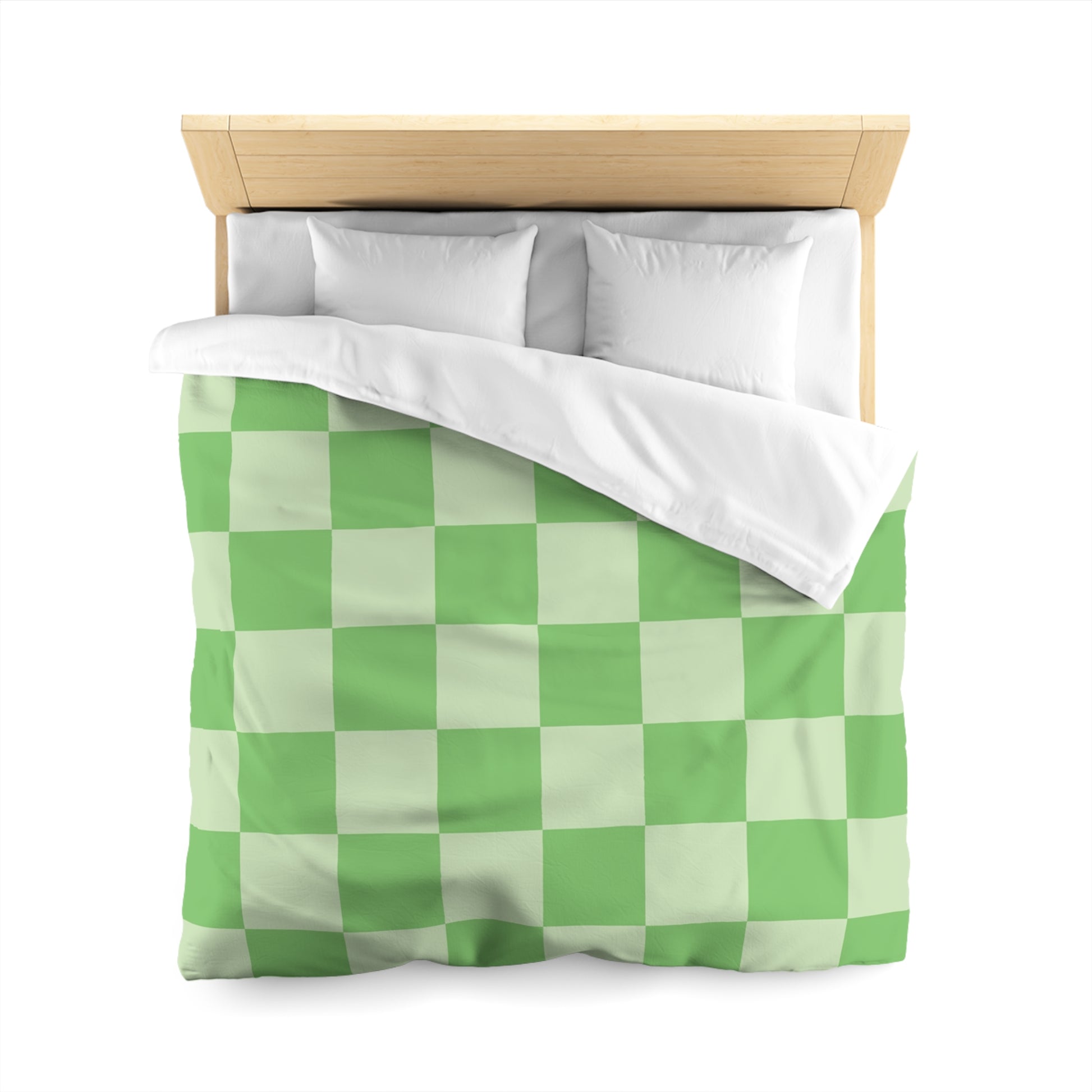 Checkerboard Green Microfiber Duvet Cover, Artsulli - Art is Long, Life is Short, Home Decor, , , , , , , 