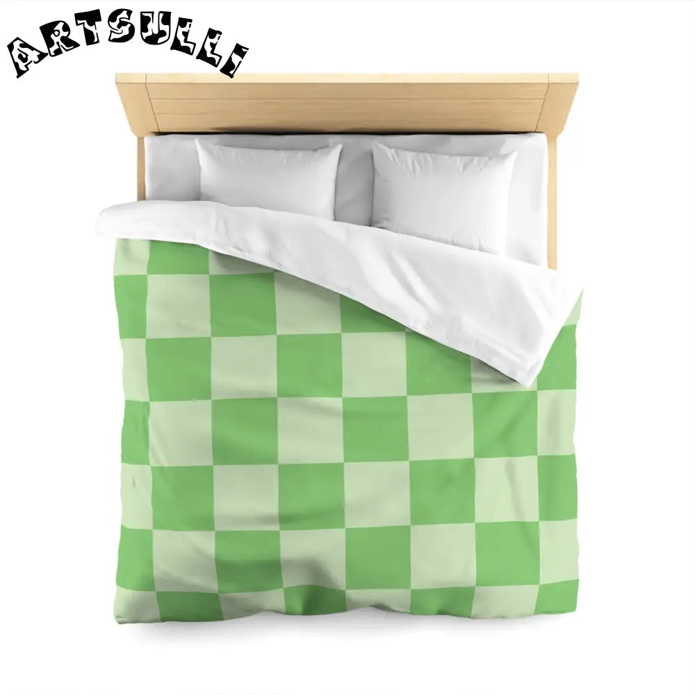 JAKKOUTTHEBXX Checkerboard Green Microfiber Duvet Cover
