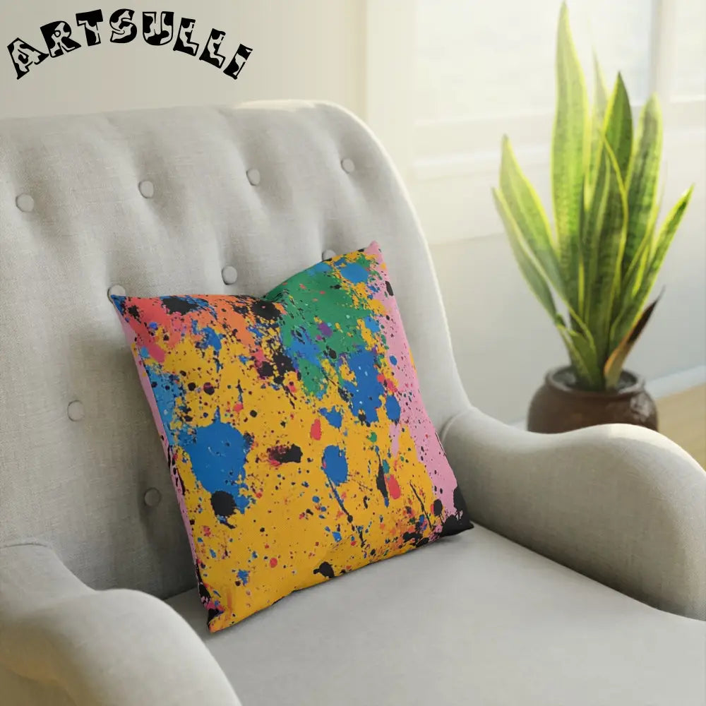 JAKKOUTTHEBXX The Colors Of Paint Splatter Cushion JAKKOUTTHEBXX