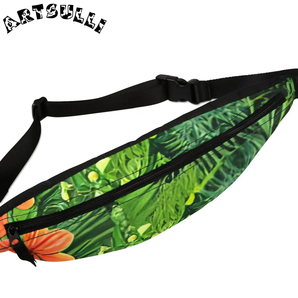 JAKKOUTTHEBXX Tropical Print Fanny Pack with Inside Divider