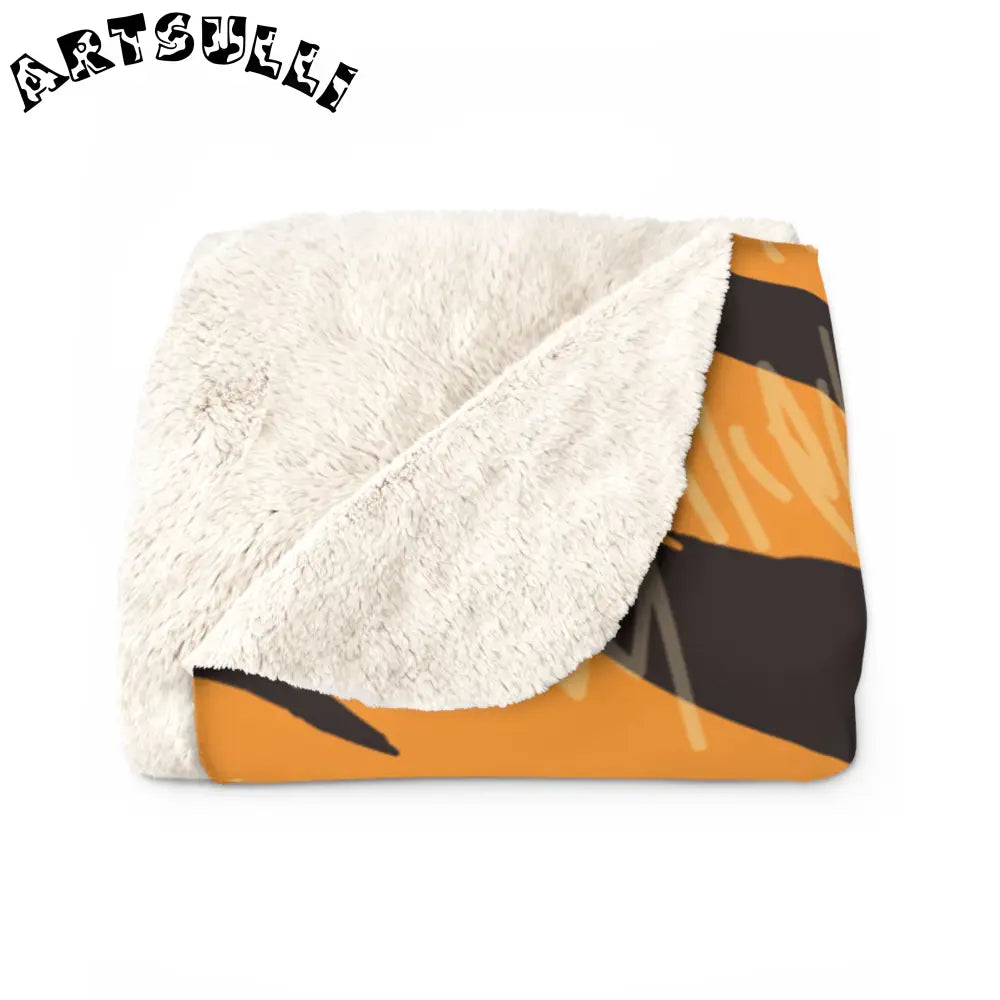 JAKKOUTTHEBXX Tiger Scratches Orange & Black Sherpa Fleece Blanket