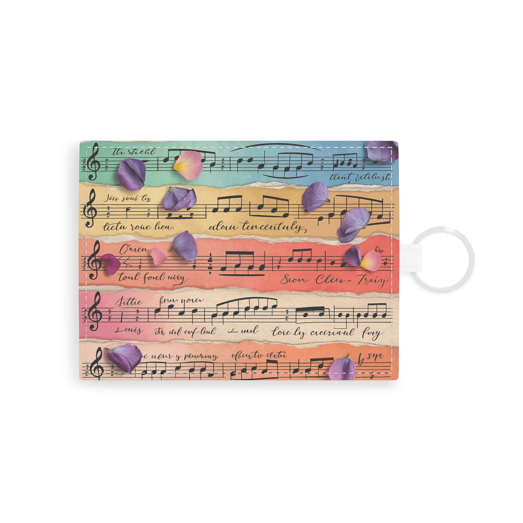 Torn Type Beat Sheet Music Multi-Color Saffiano Leather Card Holder, Artsulli - Art is Long, Life is Short, Accessories, Size, One size, Color, White, , , 14367790668326785175