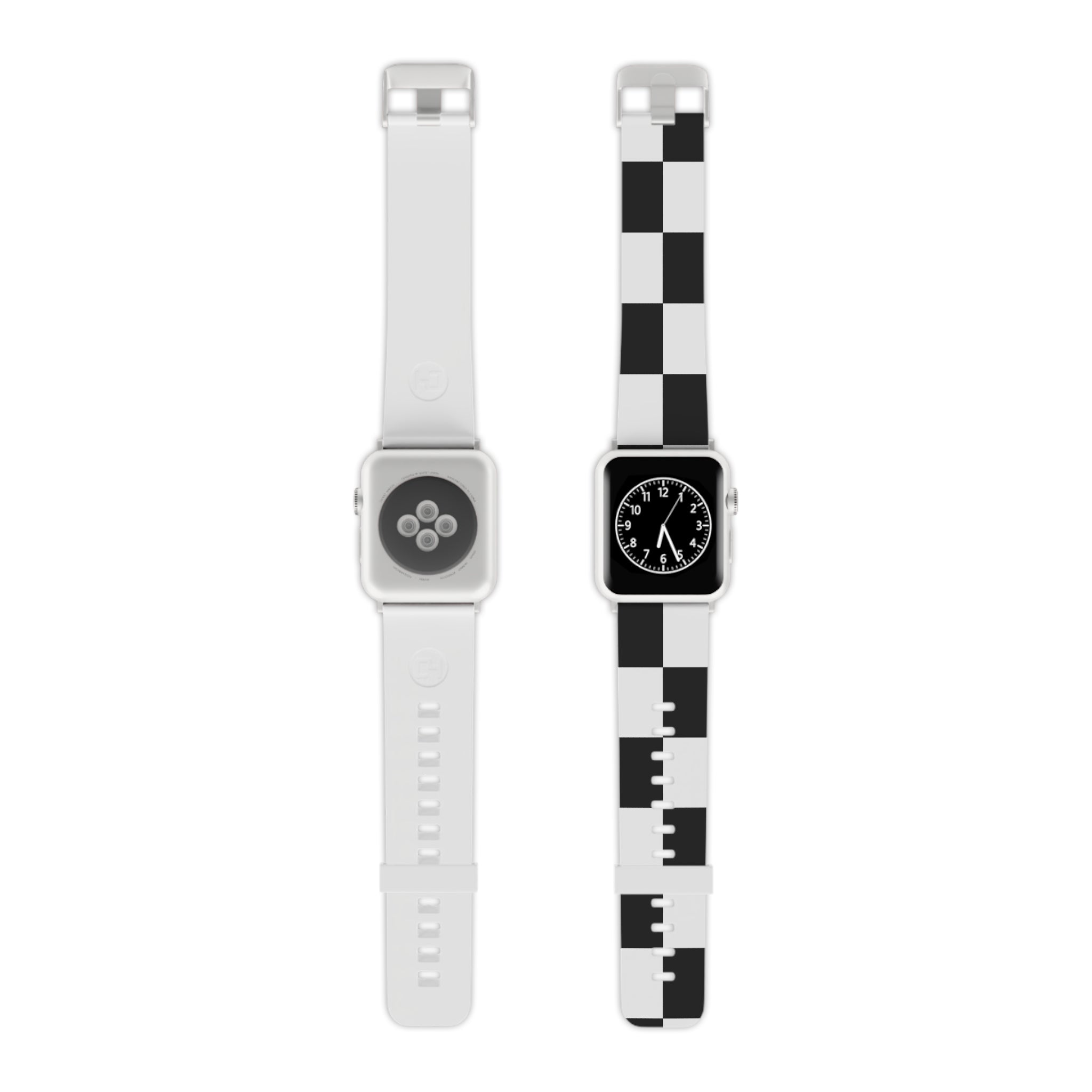 Checkerboard Black and White Watch Band for Apple Watch, Artsulli - Art is Long, Life is Short, Accessories, Size, 7.5'' × 0.75'' / 38 - 40 mm, Color, Silver, , , 24862949948744