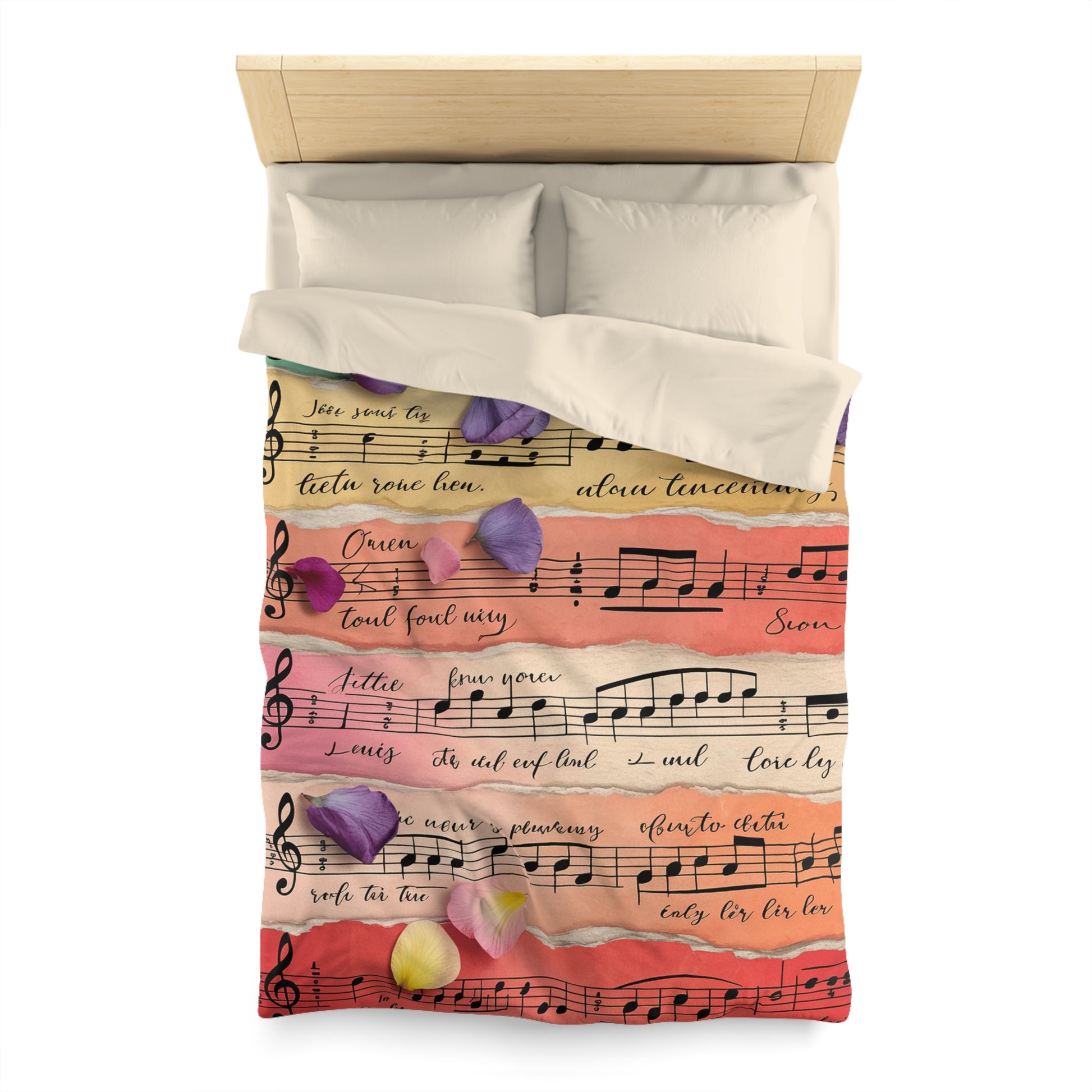 Torn Type Beat Sheet Music Multi-Color Microfiber Duvet Cover, Artsulli - Art is Long, Life is Short, Home Decor, , , , , , , 