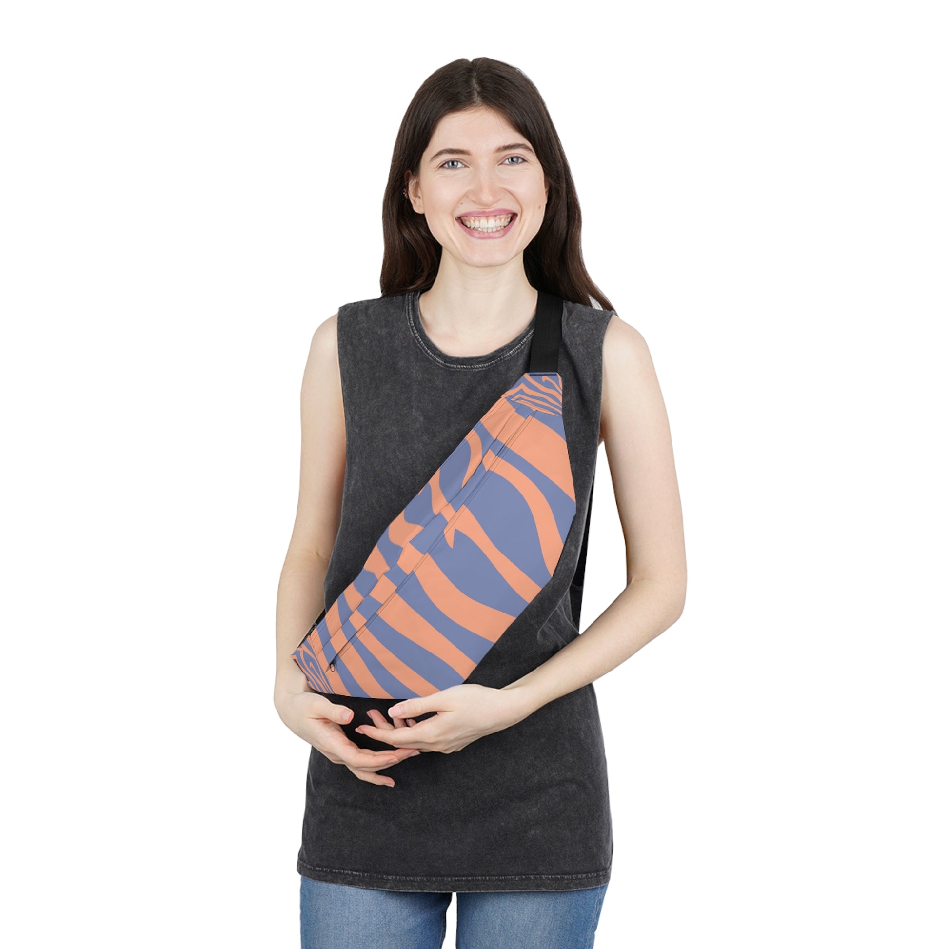 Melting Zebra Stripes Large Fanny Pack, Artsulli - Art is Long, Life is Short, Bags, , , , , , , 