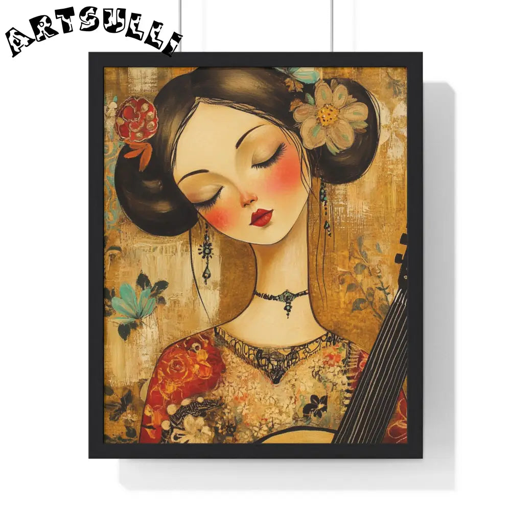 JAKKOUTTHEBXX Stylized Woman Musician Wood-Framed Poster 2025
