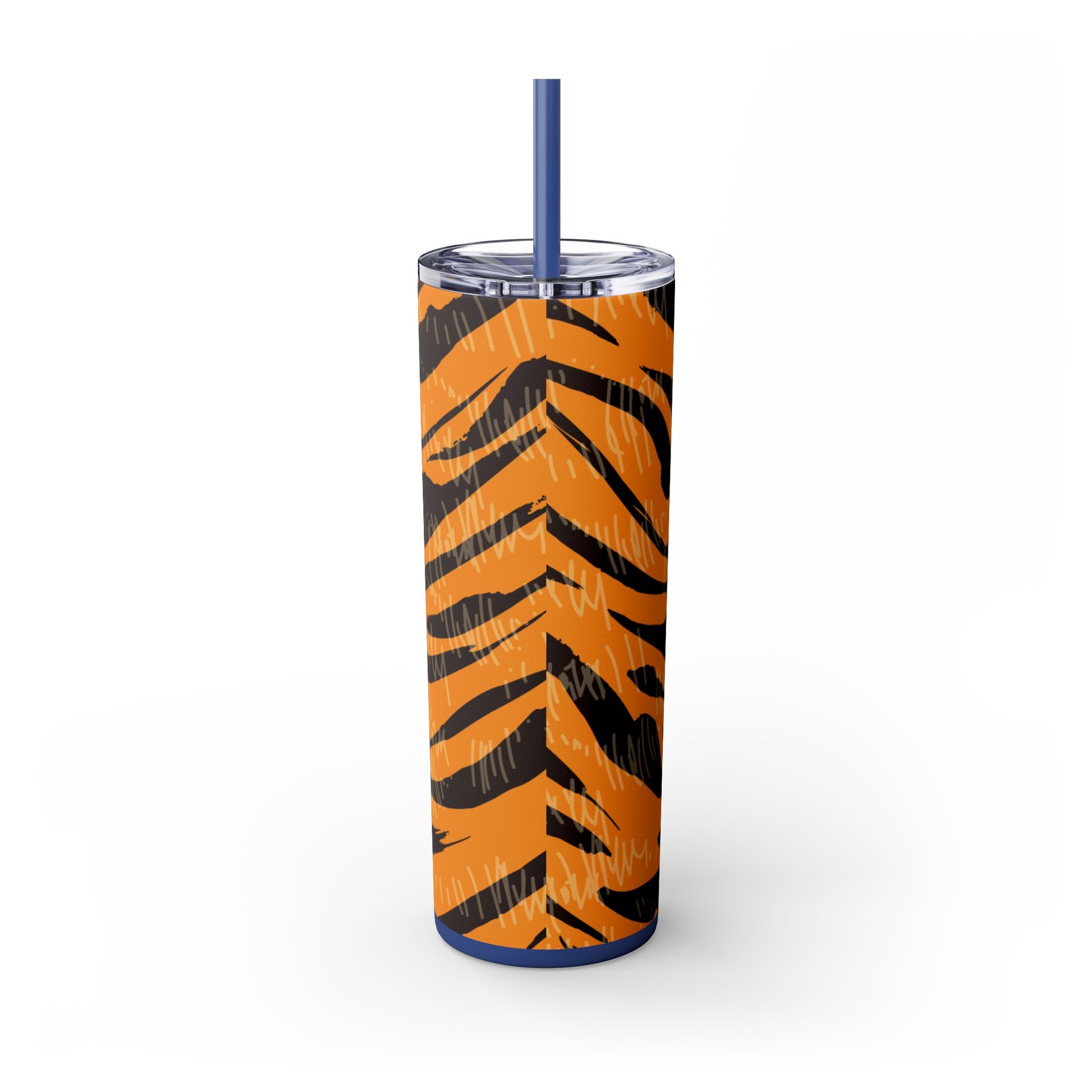 Tiger Scratches Orange & Black Skinny Tumbler with Straw, 20oz, Artsulli - Art is Long, Life is Short, Mug, , , , , , , 