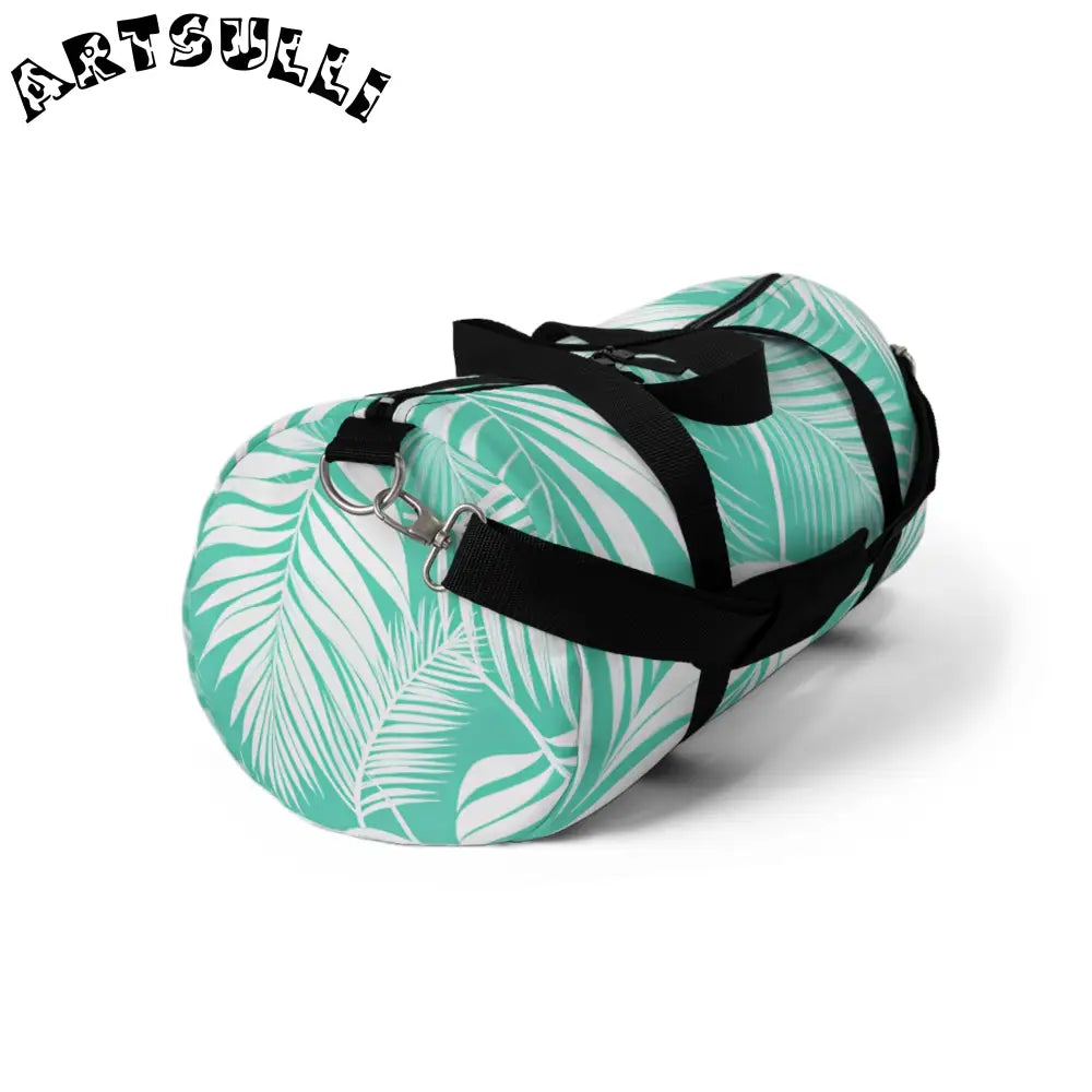 JAKKOUTTHEBXX Teal Palm Leaf Illustration Printed Duffel Bag 2025