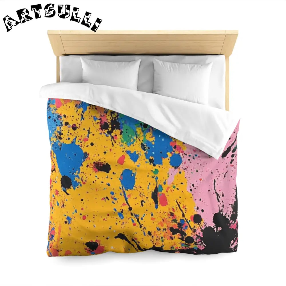 JAKKOUTTHEBXX The Colors Of Paint Splatter Microfiber Duvet Cover