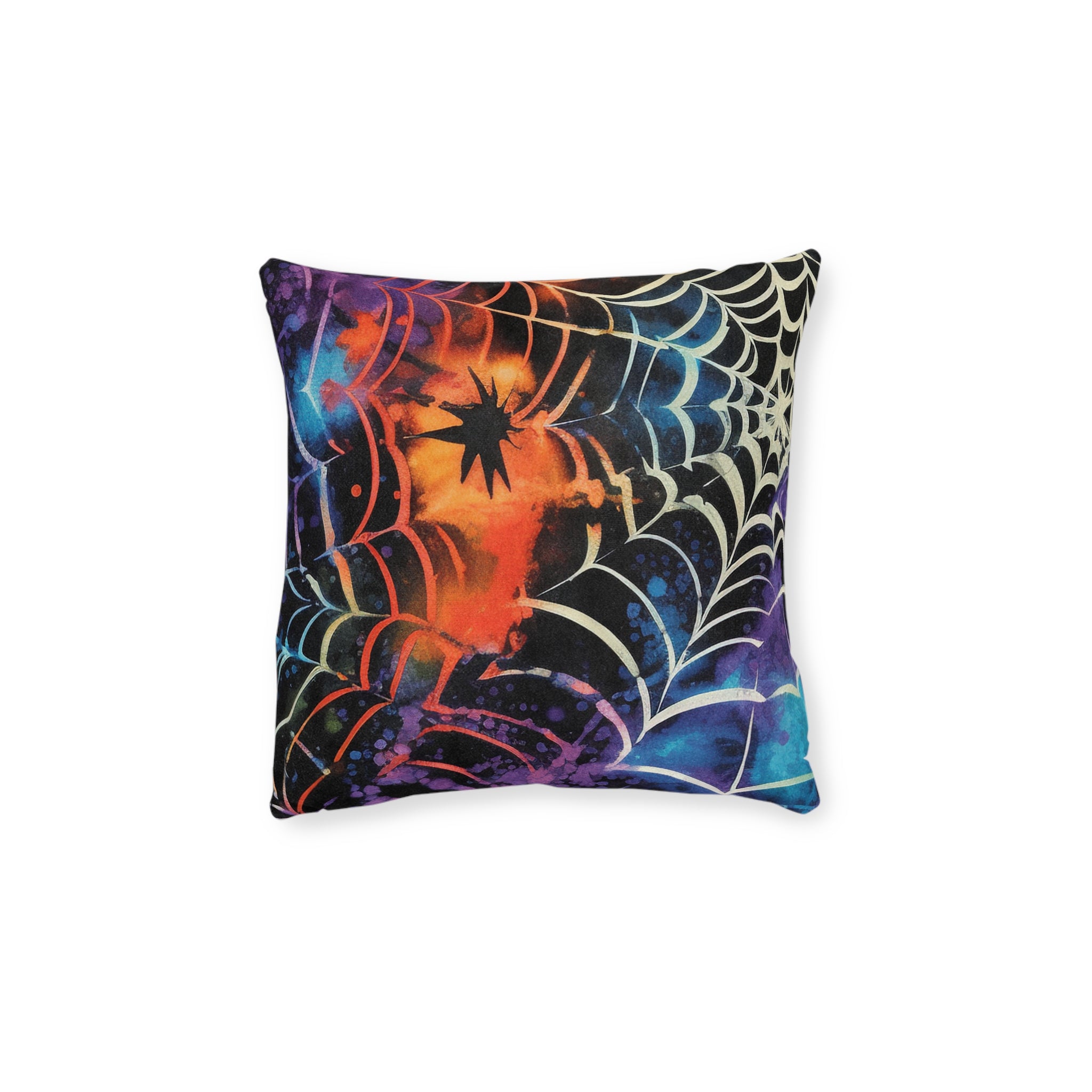 Spider Web Tie Dye Square Pillow, Artsulli - Art is Long, Life is Short, Home Decor, Size, 12" × 12", , , , , 24791305057963383964