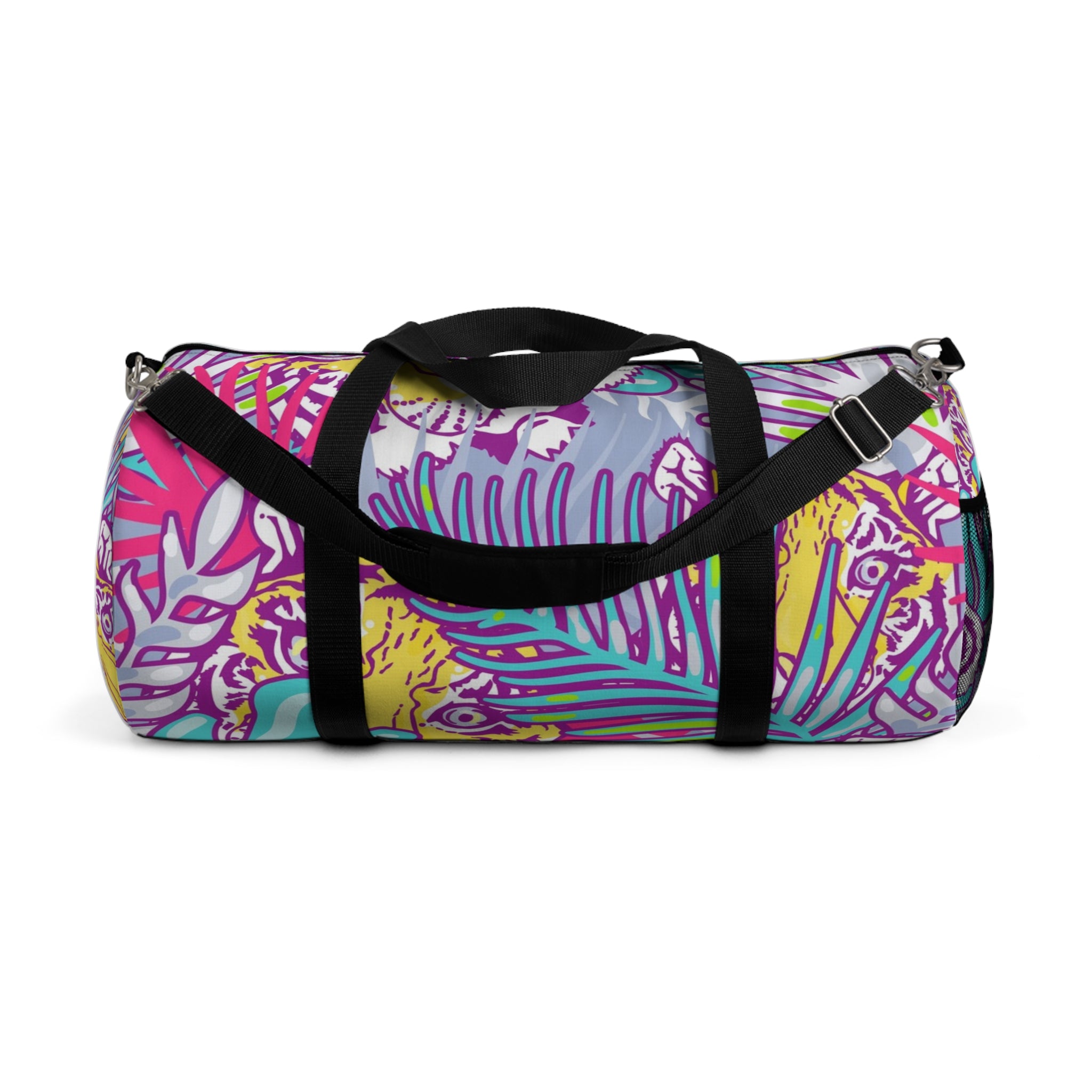 Tropical Floral Tigers Torquise and Purple Duffel Bag, Artsulli - Art is Long, Life is Short, Bags, Size, Large, , , , , 14138620558534